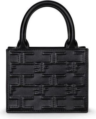 Elisabetta Franchi Bold Monogram Mini Shopper - Dames - Handtassen - Zwart - ONE Size - Katoen - Tassen