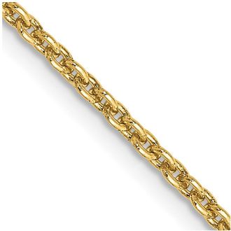 Diamond2Deal 10k Yellow Gold 2mm Round Open Link Cable Chain Necklace