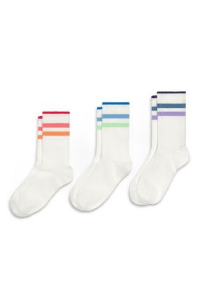 primary Tonal Ringer Athletic Sock 3-Pack in Tonal Rainbow Mix at Nordstrom, Size Large