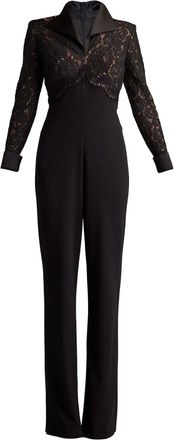 Tadashi Shoji Tuta intera con inserti in pizzo - Nero