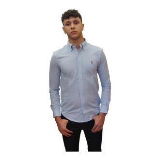 Ralph Lauren Stretch Jersey Overhemd Office Blue - Heren - Casual Overhemden - Blauw - M - Katoen - Overhemden