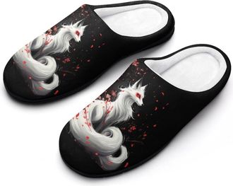 Generic Fox Flowers Japanese Womens Slippers Warm House Slippers Indoor House Shoes with Anti-Skid Rubber Sole