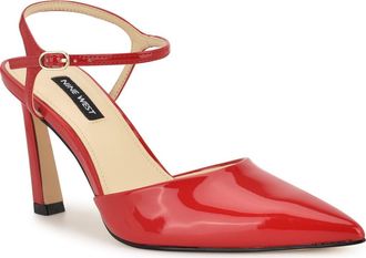 Nine West Dres Ankle Strap Pointed Toe Pump in Medium Red at Nordstrom, Size 10.5