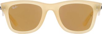 Ray-Ban WAYFARER REVERSE Brown Mirrored Gold Square Unisex Sunglasses RBR0502S 68215A 50