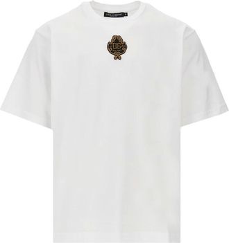 Dolce & Gabbana T-shirt Boxy con Patch Ricamata - - Tops - Uomo - Bianco - XL