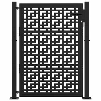 Berkfield Home Beautiful Garden Gate Black 105x130 cm Steel Cross Design