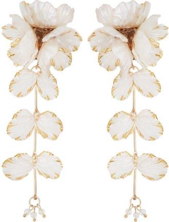 Panacea Linear Flower Earrings in White at Nordstrom
