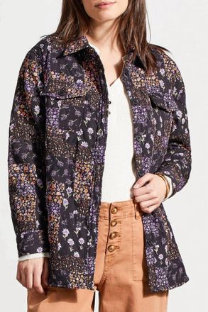 Tribal Quilted Shirt Jacket In Black Multi