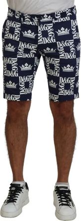 Dolce & Gabbana Kroonprint Casual Chino Shorts - Heren - Korte Broeken - Blauw - XS - Katoen - Korte Broeken
