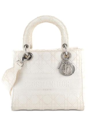 Dior Lady D-Lite Bag Cannage Embroidered Canvas Medium satchel - Beige