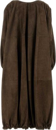 Ferragamo Womens Brown Suede Overcoat Concrete Exterior: Lamb Cappotti Coat