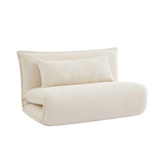 Sweeek Sill&oacute;n cama convertible de tejido borreguito, 2 plazas, blanco roto