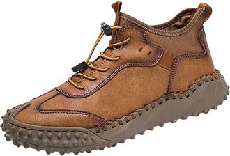 Generic Pu Leather Ankle Boots for Men, Walking Boot Non-Slip Soles Flats Shoes Lace Up Sports Shoe High Top Trekking Shoes Retro Fashion Outdoor Boots Hard W