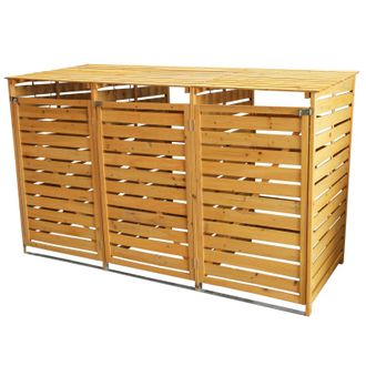 MonsterShop Triple Wheelie Bin Storage in Brown