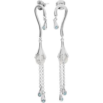 Lucy Quartermaine Pearl Drop Earrings with Blue Swarovski Crystals in Sterling Silver at Nordstrom
