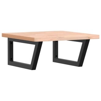Berkfield Home Basin Shelf Wall Mounted Steel & Solid Wood Beech in Light Brown