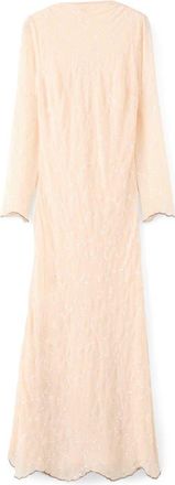 Mango Long Sleeve Sequin Dress in Ecru at Nordstrom, Size 4