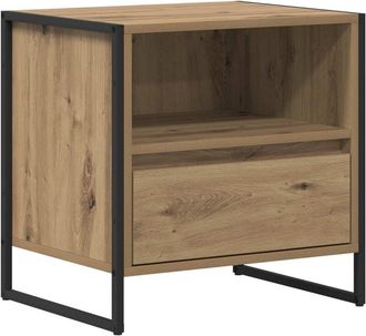 vidaXL Mesa De Noche Con Caj&oacute;n Roble Artesanal 50 X 39,5 X 50 Cm Vidaxl