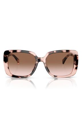 Ralph Lauren 55mm Gradient Rectangular Sunglasses in Shiny Pink Havana /Brown at Nordstrom