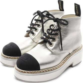 Chanel 1986-1988 toe-cap boots - Silver