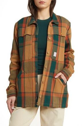 Topo Designs Mountain Oversize Plaid Organic Cotton Shirt Jacket in Khaki Multi Plaid at Nordstrom Rack, Size Medium