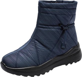 Generic Snow Boots Women Waterproof Slip Resistant Insulated Mid Calf Boot for Ladies Winter Thermal Fleece Lined Flat Heel Ankle Boots Cosy Comfortable Warm 