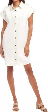 Karen Kane Cap Sleeve Denim Shirtdress In Off White