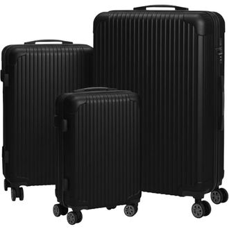 Relaxdays Relaxdays 3-piece hardshell suitcase set, 4 wheels, telescopic handle, combination lock, black