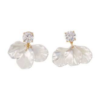 Self Portrait Crystal Pearl Petal Earrings - female - Self Portrait - Earrings - White - ONE SIZE - Accessories