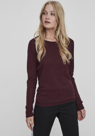 Vero Moda Rundhalspullover VERO MODA VMCARE STRUCTURE LS O-NECK BLOUSE, Damen, Gr. XXL, rot (winetasting), Strick, Obermaterial: 100% Baumwolle, Strukturmuster,
