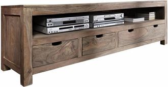 Massivmoebel24 mobile TV in legno di Sheesham / palissandro 190x50x60 grigio scuro oliato NATURE GREY 44