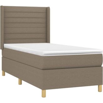 vidaXL Cama Box Spring Con Colch&oacute;n Tela Gris Taupe 80x200 Cm Vidaxl