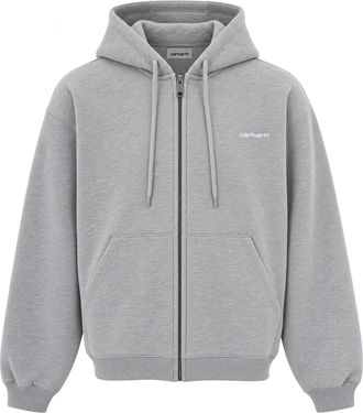 Carhartt Work in Progress Grey Relaxed-Fit Hooded Zip-Up Sweatshirt
