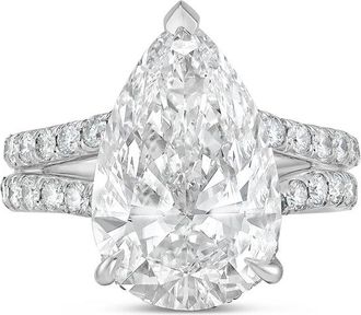 Diana M. Jewels 14kt white gold 2ct lab grown pear diamond Micropav&eacute; Split Shank Ring