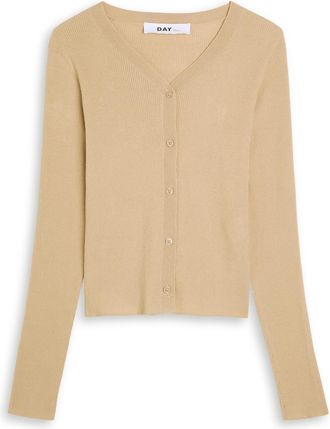 Day Birger Et Mikkelsen Day Birger ET Mikkelsen Briggs Ribbed Cotton-blend Cardigan - Beige - S (UK8-10 / S)