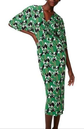 Diane Von F&uuml;rstenberg Valerie Floral Elbow Sleeve Dress in Improv Iris Green Medium at Nordstrom Rack, Size Xx-Small