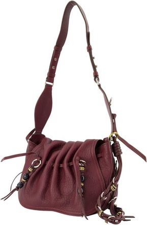 Isabel Marant Womens Gathered Lambskin Shoulder Bag Burgundy