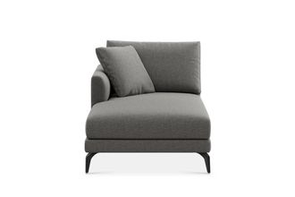 Castlery Lena Left Chaise Sofa Customized, Dark Grey Performance Classic Twill, Matte Black Legs, Spill Resistant, Removable Covers for Sofas