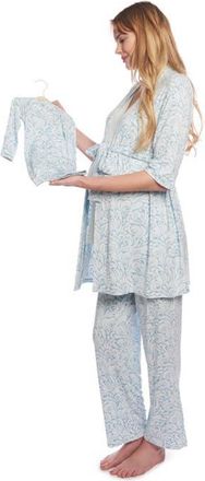 Everly Grey Analise During & After 5-Piece Maternity/Nursing Sleep Set for Mom & Baby in Waves at Nordstrom, Size X-Small