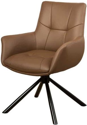 Global Interiors 360° drehbarer Echtleder Design Stuhl Level up, Cognac