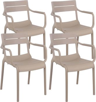 Oviala Juego de 4 sillones de terraza de plástico beige