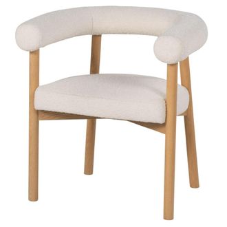 Maisons du monde Silla de comedor de fresno y tela color crudo efecto lana rizada