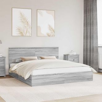 vidaXL Vidaxl Letto Con Contenitore Con Cassetto Grigio Sonoma 180 X 200 Cm