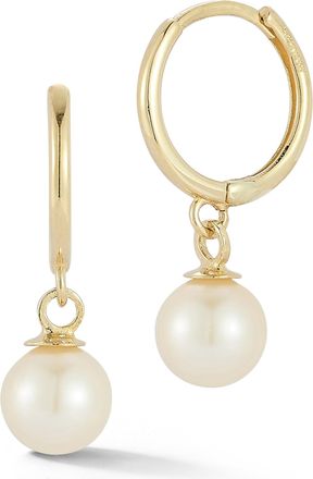 Ember Fine Jewelry 14K Gold 6mm Pearl Charm Huggie Earrings