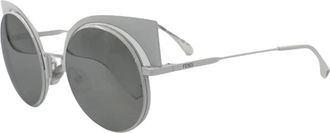 Fendi Ronde/Ovale Metalen Zonnebril - Dames - Zonnebrillen - Wit - ONE Size - Accessoires
