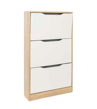 Home Heavenly Zapatero 3 puertas 8-10 zapatos en blanco y roble cambria