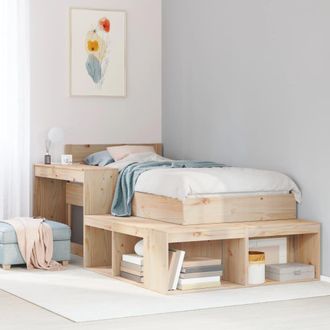 Berkfield Home Bedside Cabinet with Desk 232x122x75 cm Solid Wood Pine in Brown | Size: 232 x 122 x 75 cm