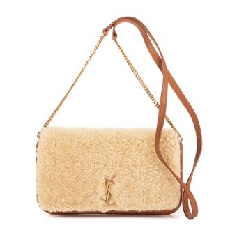 Saint Laurent Pre-owned Womens Loulou Shearling Pochette Mini Shoulder Bag - Beige - One Size