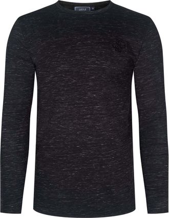 Siksilk Langarmshirt SIKSILK Siksilk Langarmshirt Long Sleeve Marl T-Shirt, Herren, Gr. XXL, schwarz, Obermaterial: 95% Baumwolle CO. 5% Elasthan EL., Shirts 