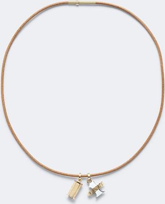Marie Lichtenberg Collar con colgantes Baby Weight & One Diamond de oro de 18 ct y piel